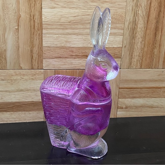 Vintage Zabkowice Glass Magenta Pink Bunny Rabbit Candy Dish - Picture 1 of 16